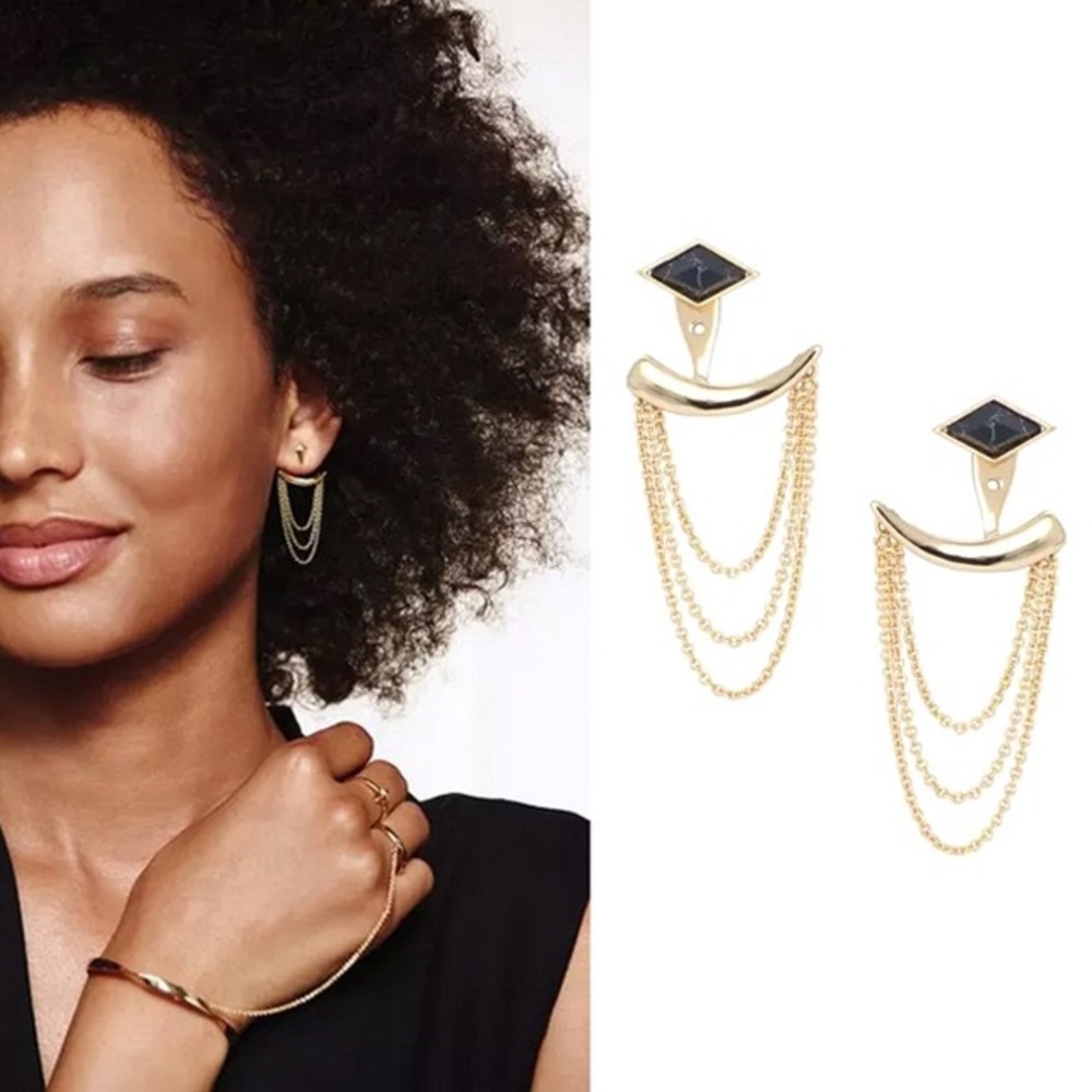 Drape Ear Jackets - Black and gold